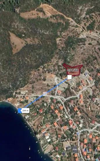 Im Dorf Söğüt mit Blick auf die Insel Simi und das Meer, Ökologischer Tourismus, bebaubare 2100 m2 Land