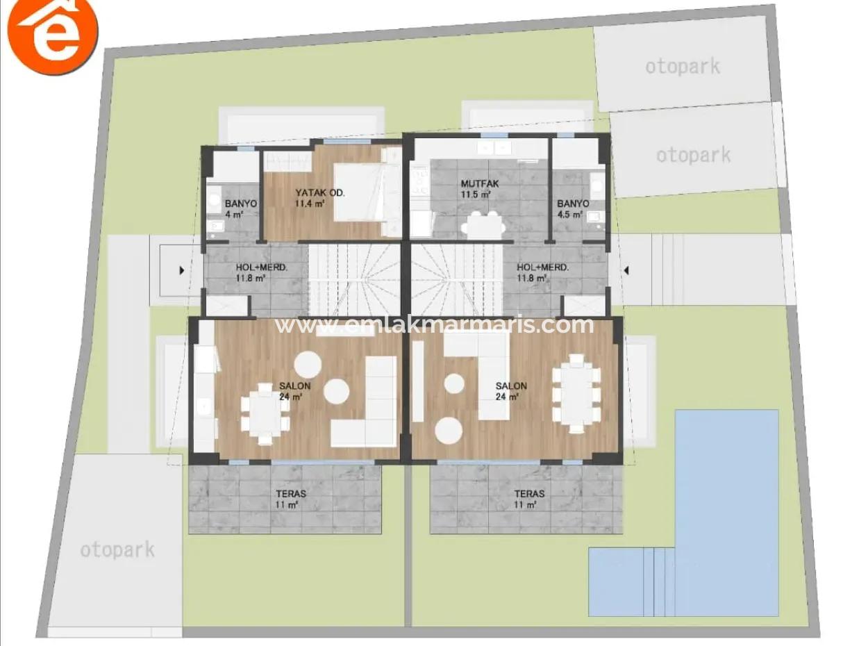 Brand New Semi-Detached Villa For Sale In The Center Of Marmaris From A Real Estate Agent