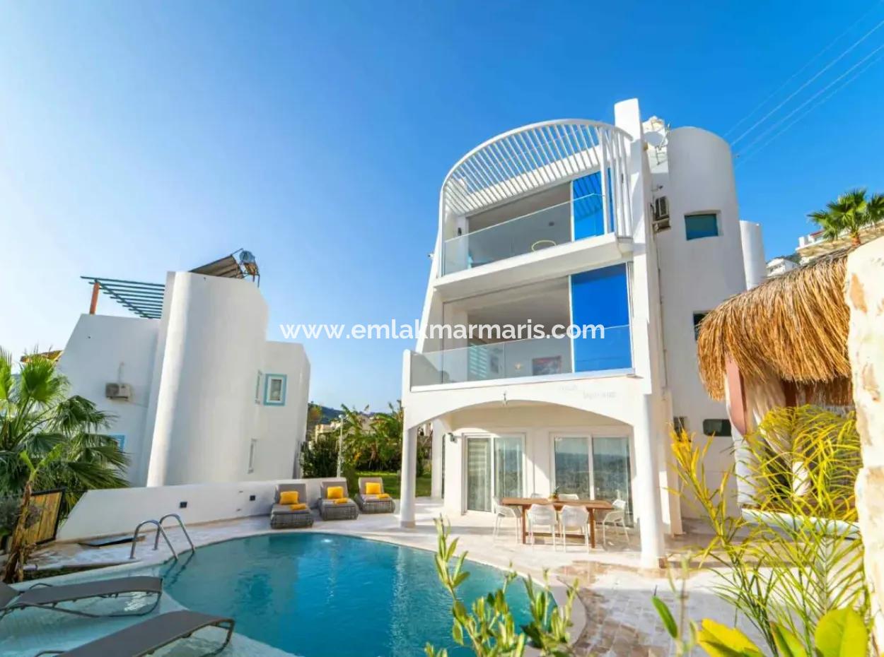 A Detached Villa For Sale With A Magnificent Sea View Swimming Pool In Kalkan Is A Custom-Made Villa