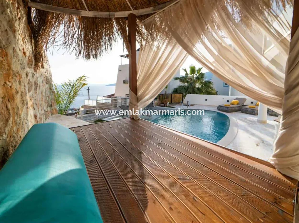 A Detached Villa For Sale With A Magnificent Sea View Swimming Pool In Kalkan Is A Custom-Made Villa