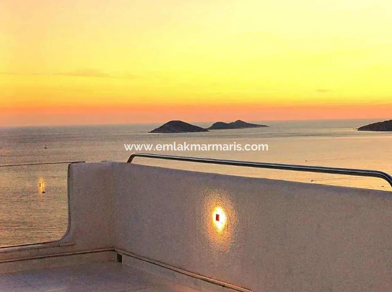 A Detached Villa For Sale With A Magnificent Sea View Swimming Pool In Kalkan Is A Custom-Made Villa